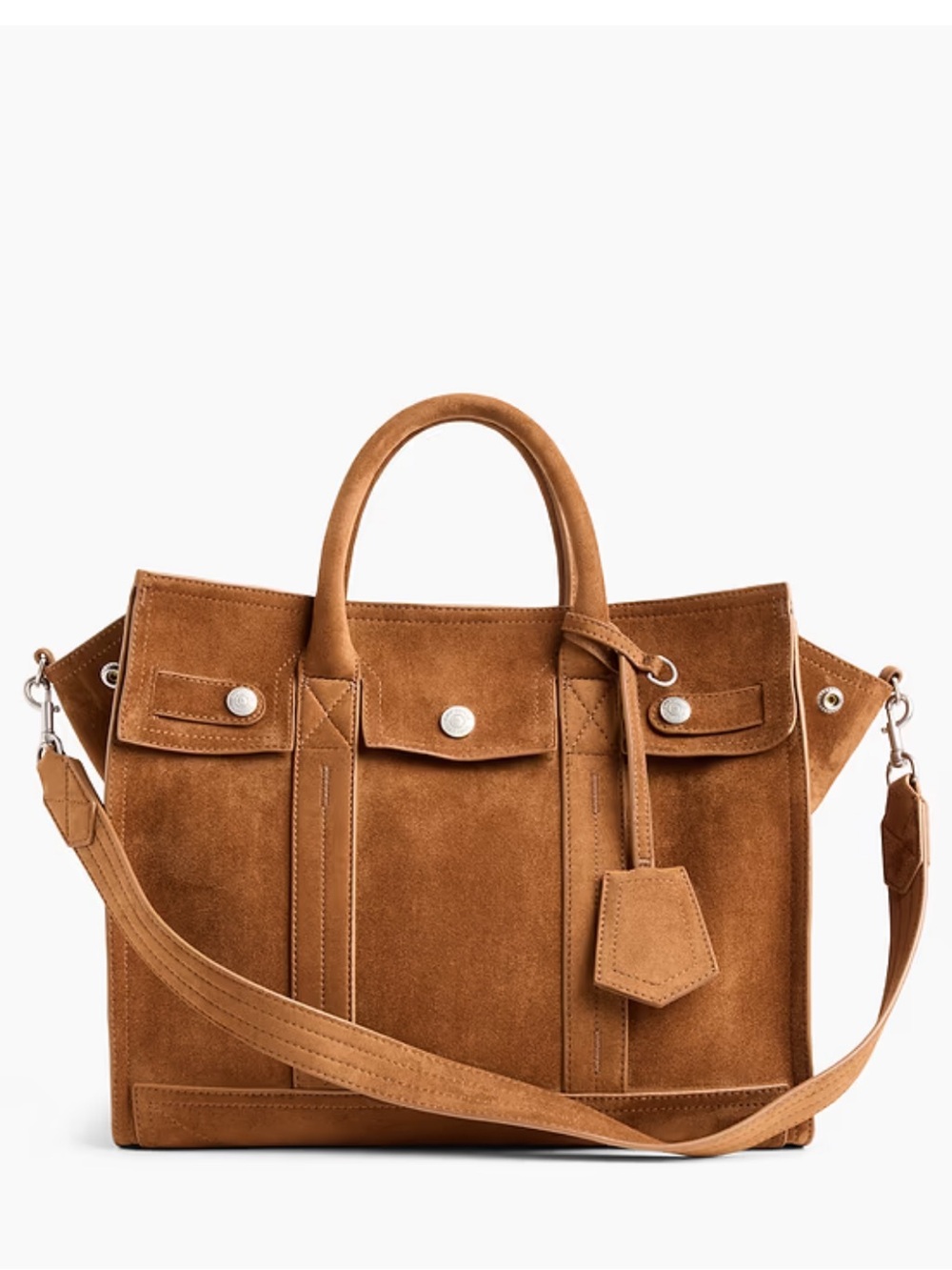 GAP Vegan suede give pocket tote palomino brown tan New